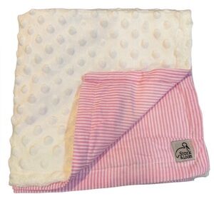 STORK & LOOM BABY BLANKET – PINK STRIPE + WHITE MINKY DOT